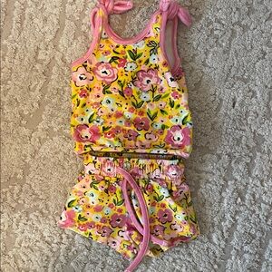 SweetHoney Pink and Yellow Floral Kids Matching Set